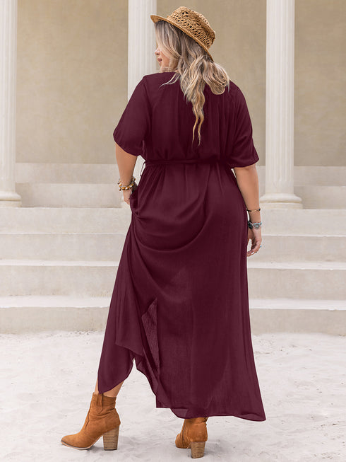 plus-size-round-neck-half-sleeve-dress OhSoStyled - Sophia's Style-2